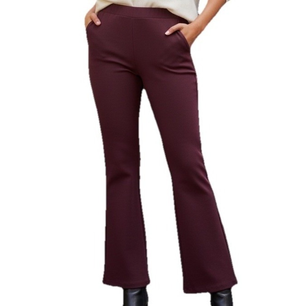 Tall Soft Surroundings Ponte Pants Stretch Zip Pocket 30X32 TS Burgundy
